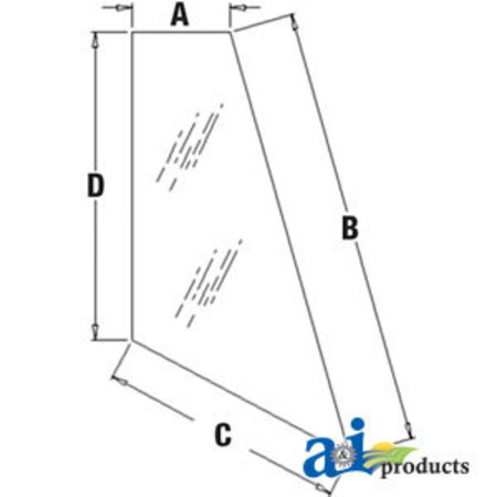 A & I PRODUCTS Glass, Rear, Corner (RH) 55.5" x37.25" x2.25" A-T164705